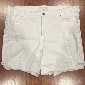 Eloquii Women's White Distressed Shorts